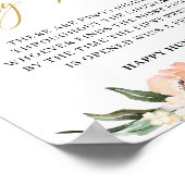 Boho Blush Rosa Blumenzunge Goldring Jagdzeichen Poster (Ecke)