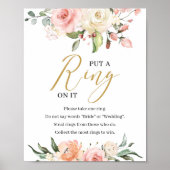 Boho Blush rosa Blüte platzierte einen Ring auf se Poster (Vorne)