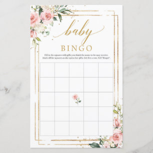 Boho blush rosa Blütengold Baby Duschbingspiel