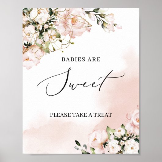 Boho blush Rosa Blütengold Babys sind süßes Zeiche Poster (Vorne)