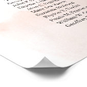 Boho blush rosa Blütengold Hochzeitstabelle Poster (Ecke)