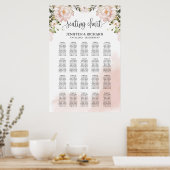 Boho blush rosa Blütengold Hochzeitstabelle Poster (Küche)