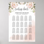 Boho blush rosa Blütengold Hochzeitstabelle Poster (Vorne)
