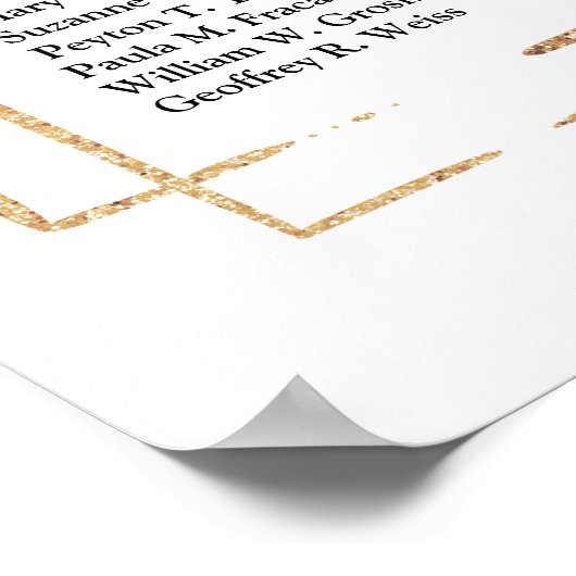 Boho blush rosa Blütengold Hochzeitstabelle Poster (Ecke)