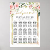 Boho blush rosa Blütengold Hochzeitstabelle Poster (Vorne)