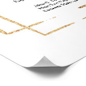 Boho blush rosa Blütengold Hochzeitstabelle Poster (Ecke)