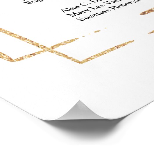 Boho blush rosa Blütengold Hochzeitstabelle Poster (Ecke)