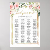 Boho blush rosa Blütengold Hochzeitstabelle Poster (Vorne)