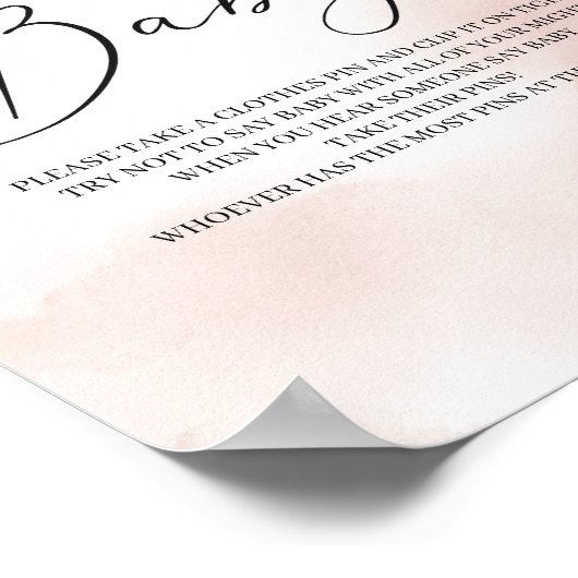 Boho blush rosa Blütengold sagt kein Babyzeichen Poster (Ecke)