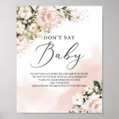 Boho blush rosa Blütengold sagt kein Babyzeichen Poster (Vorne)