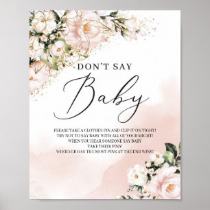 Boho blush rosa Blütengold sagt kein Babyzeichen Poster