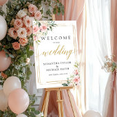 Boho blush rosa Blütenhochzeit Begrüßungszeichen Poster