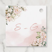 Boho blush rosa Blütenhochzeit Initialen Monogramm Geschenkanhänger (Rückseite)