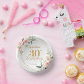 Boho Blush Rosa Blütenröschchen Eukalyptus Gold 30 Pappteller (Party)