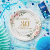 Boho Blush Rosa Blütenröschchen Eukalyptus Gold 30 Pappteller (Party)