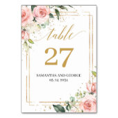 Boho Blush Rosa Eukalyptus gold Tischnummer (Rückseite)