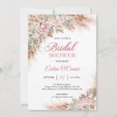 Boho Blush Rose Blumengras Einladung (Vorderseite)