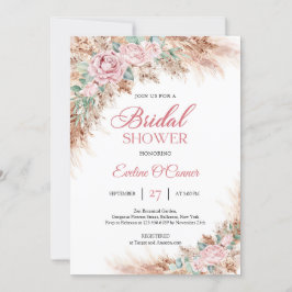 Boho Blush Rose Blumengras Einladung