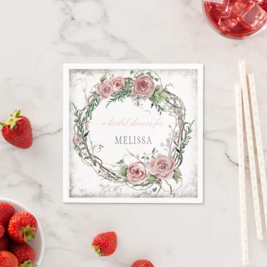 BOHO Blush Rose Blumenkranz Brautparty Serviette (Beispiel)