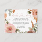 Boho Blush Rose Bücher für Babydusche Schließung B Visitenkarte (Vorderseite)