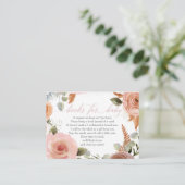 Boho Blush Rose Bücher für Babydusche Schließung B Visitenkarte (Stehend Vorderseite)