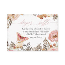 Boho Blush Rose Diaper Raffle Girl Babydusche