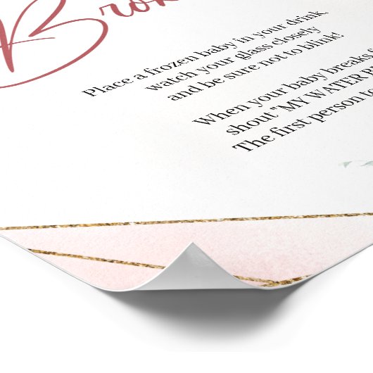 Boho blush Rose Eukalyptus gold My Water Brown Poster (Ecke)