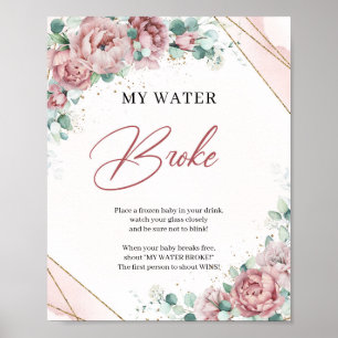 Boho blush Rose Eukalyptus gold My Water Brown Poster