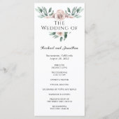 Boho Blush Rose Floral Wedding Program Programm (Vorderseite)