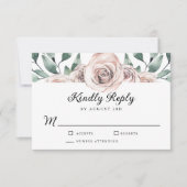 Boho Blush Rose Floral Wedding RSVP (Vorderseite)