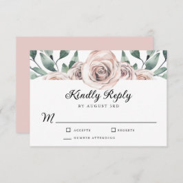 Boho Blush Rose Floral Wedding RSVP