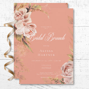 Boho Blush Rose & Grasses Bridal Brunch Einladung