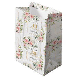 Boho blush Rose Grün Gold 40. Geburtstag Geschenkt Mittlere Geschenktüte