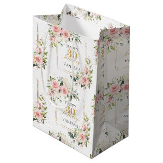 Boho blush Rose grünes Gold 30. Geburtstagsgeschen Mittlere Geschenktüte