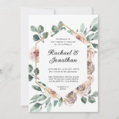 Boho Blush-Rose mit geometrischem Rahmen Einladung (Vorderseite)