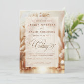 Boho Blush Rose Pampas Gold Arch Wedding Einladung (Stehend Vorderseite)