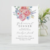 Boho Blush Rose Probe-Dinner-Einladung Einladung (Stehend Vorderseite)
