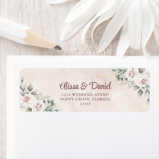 Boho Blush Rose Rücksendeadresse (Insitu)