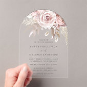 Boho-Blush-Rosen-Bogen-Hochzeit Acryleinladungen (Insitu (Handheld))