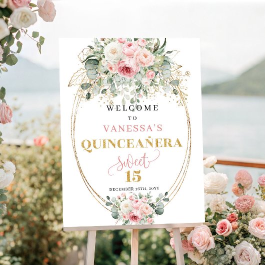 Boho Blush Rosen Grüner 15. Willkommensposter Poster