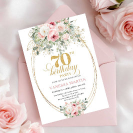 Boho Blush Roses 70th Birthday Invitation Einladung