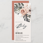 BOHO BLUSH RUST FLORAL MONSTERA BABY SHOWER EINLADUNG (Vorne/Hinten)