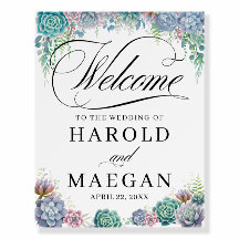 Boho Blush Succulent Wedding Willkommen