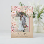 Boho Blush Terracotta Arch Foto Monogram Wedding Dankeskarte (Stehend Vorderseite)