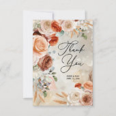 Boho Blush Terracotta Cream Floral Wedding Dankeskarte (Vorderseite)