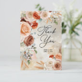 Boho Blush Terracotta Cream Floral Wedding Dankeskarte (Stehend Vorderseite)
