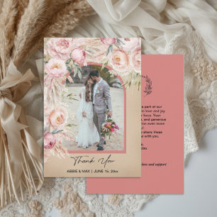 Boho Blush Terrakotta-Bogen-Foto-Monogramm-Hochzei Dankeskarte