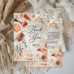 Boho-Blush-Terrakotta-Creme-Blumenhochzeit  Dankeskarte