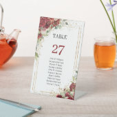 Boho blush und burgundy Rose Gold Tischnummer Sockelschild (In SItu)