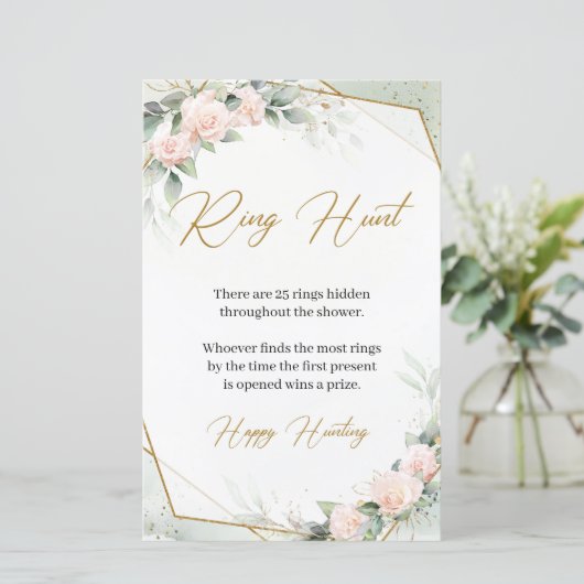 Boho Blush und goldenes Grün Ring Hunt Spiel (Stehend Vorderseite)